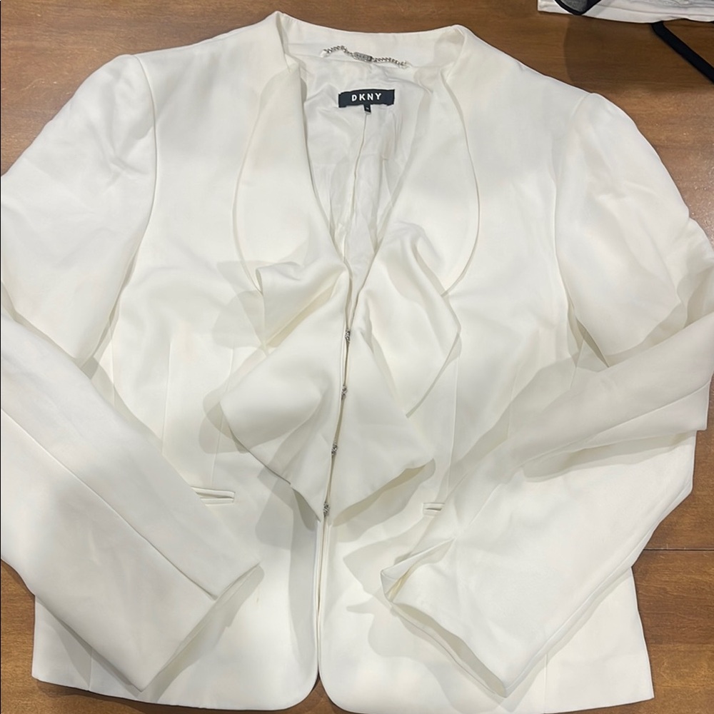 DKNY White Blazer Tailored Modern Silhouette
